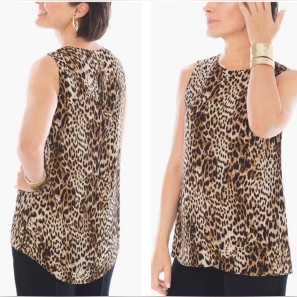 Chiccos Leopard Print zippered Hi Lo Sleeveless Top Size 2 in Chiccos
